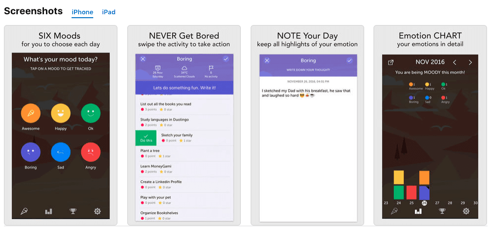 Chart details — a simple, colorful bar chart of your journal